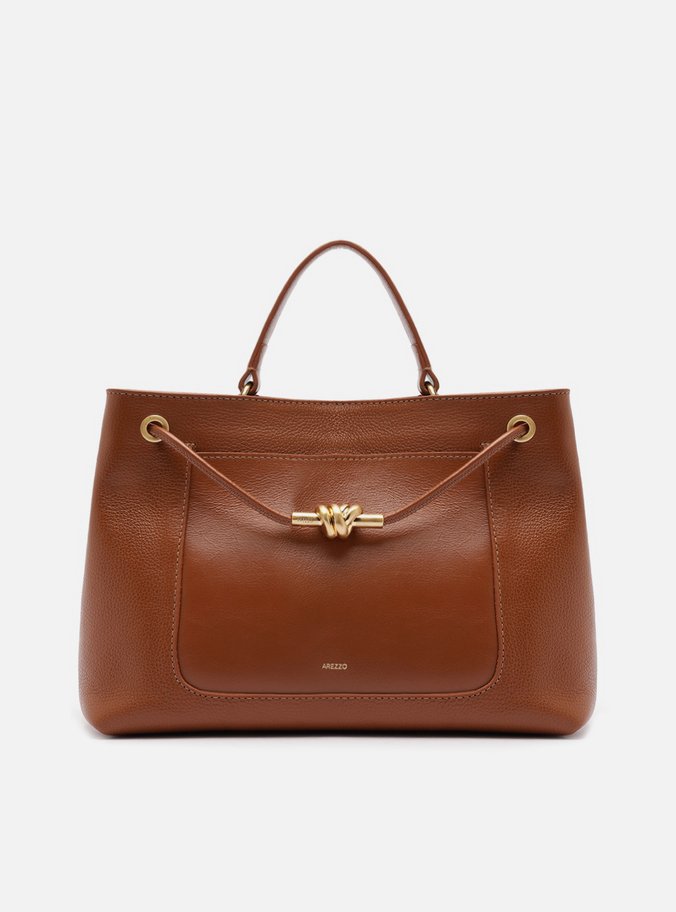 Bolsa Tote Marrom Couro Helena Grande Nó