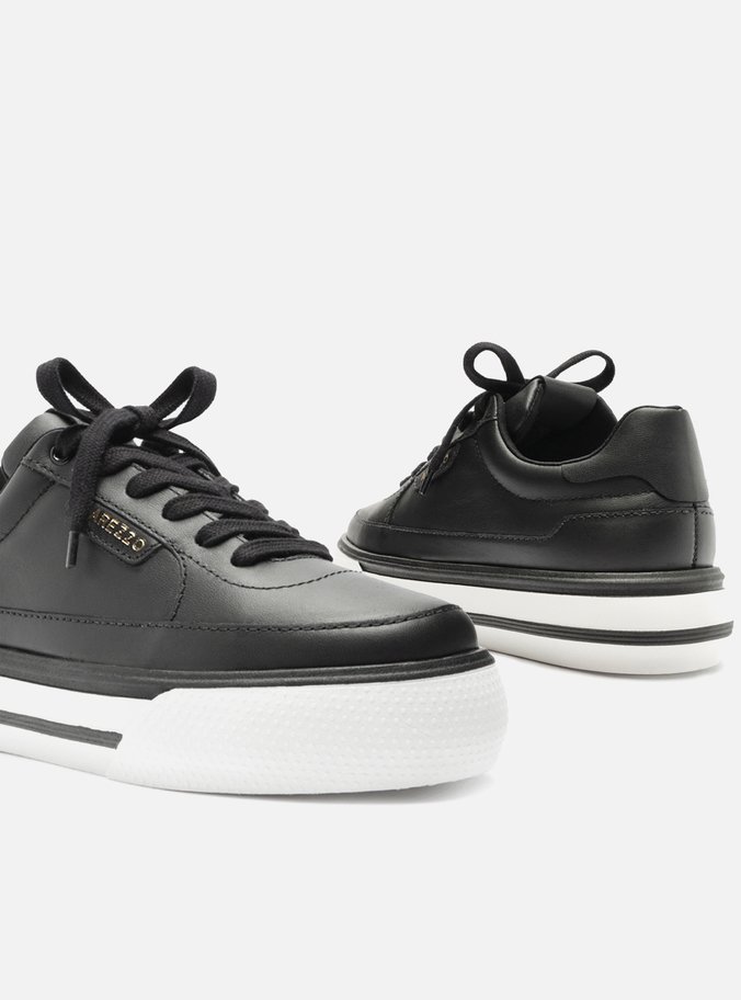 Tênis Preto Couro Flatform