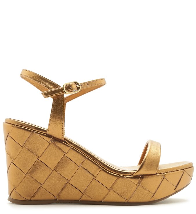 Sandalia anabela shop dourada arezzo