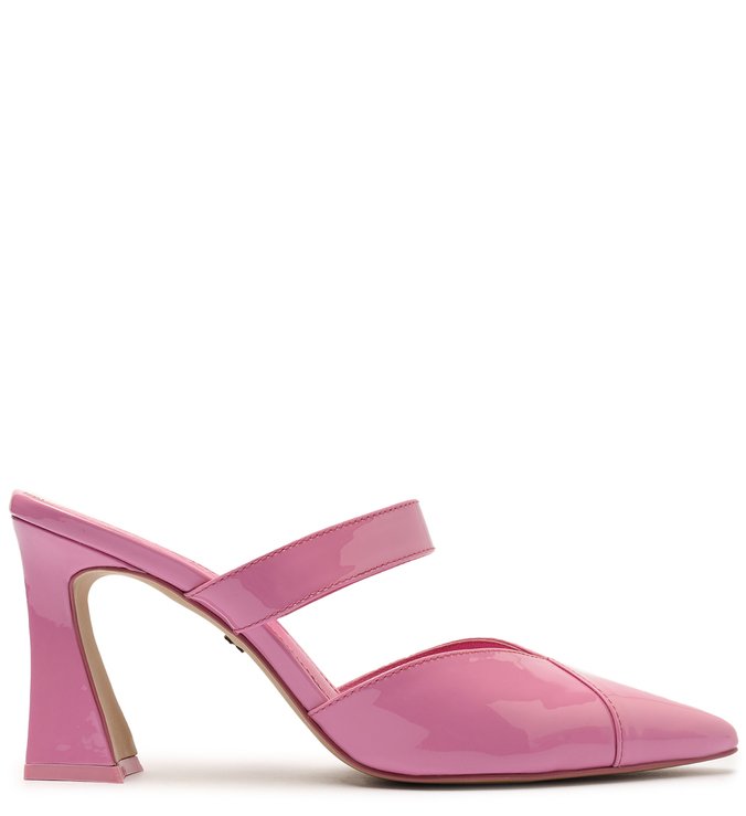 Scarpin Rosa Verniz Salto Flare Selena