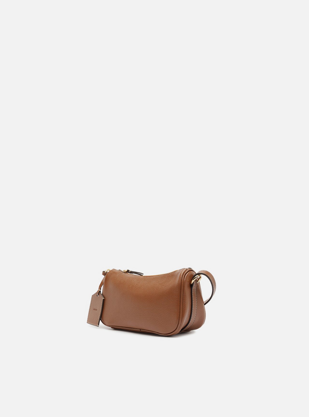 Bolsa Shoulder Marrom Couro Pequena Metais — foto 2