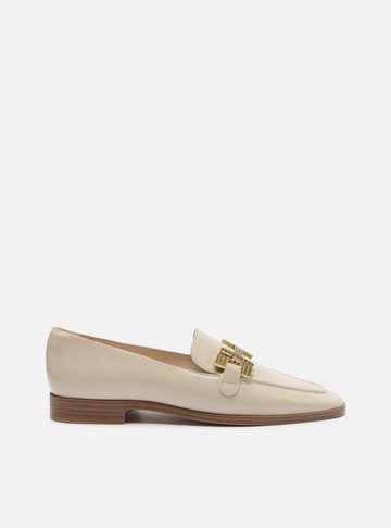 Mocassim Branco Couro Shine Metal