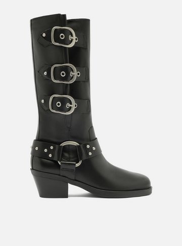 Bota Preta Couro Cano Médio Montaria West