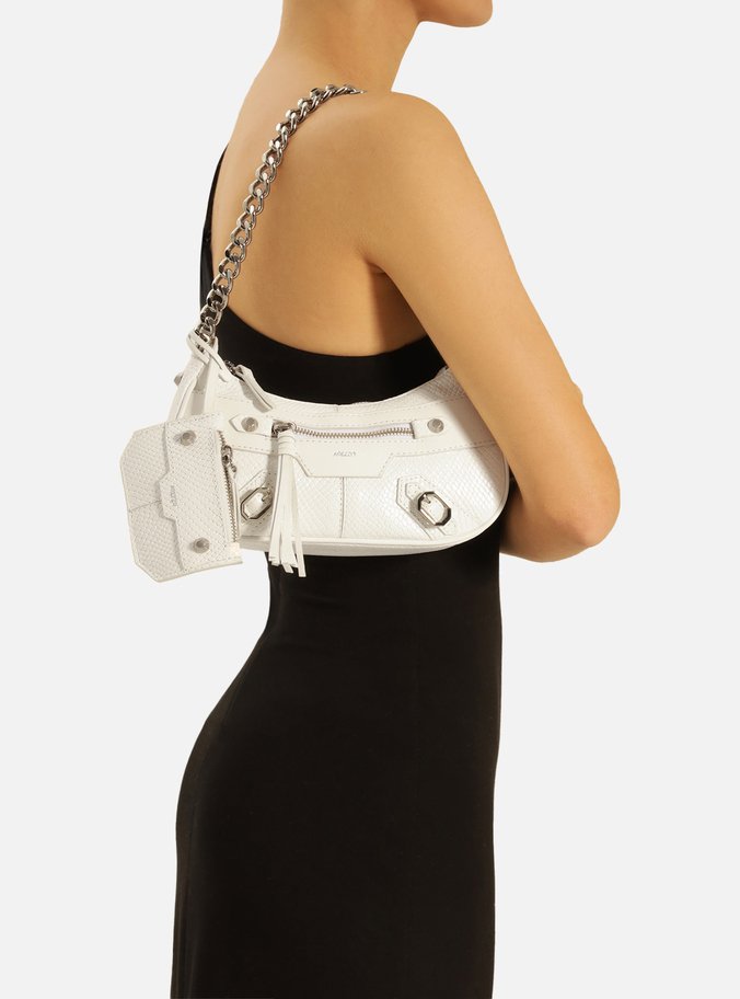 Bolsa Tiracolo Branca Couro Snake Mafe Pequena