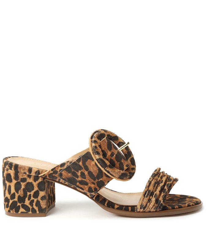 Sandália Animal Print Couro Bloco Aberta