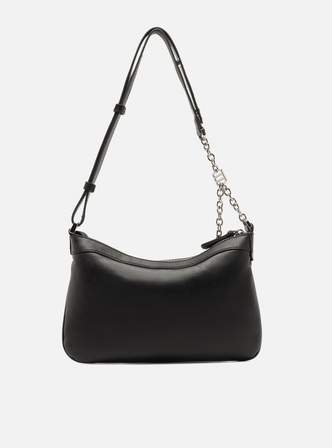 Bolsa Tiracolo Preta Couro Média Costuras