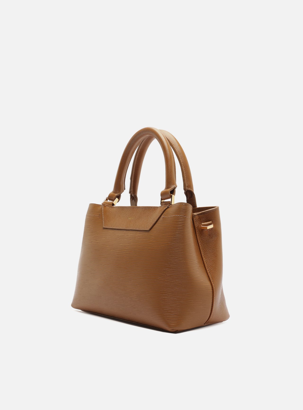 Bolsa Tote Marrom Couro Textura Média — foto 2
