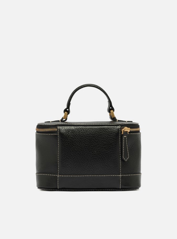 Necessaire Preta Couro  Redonda