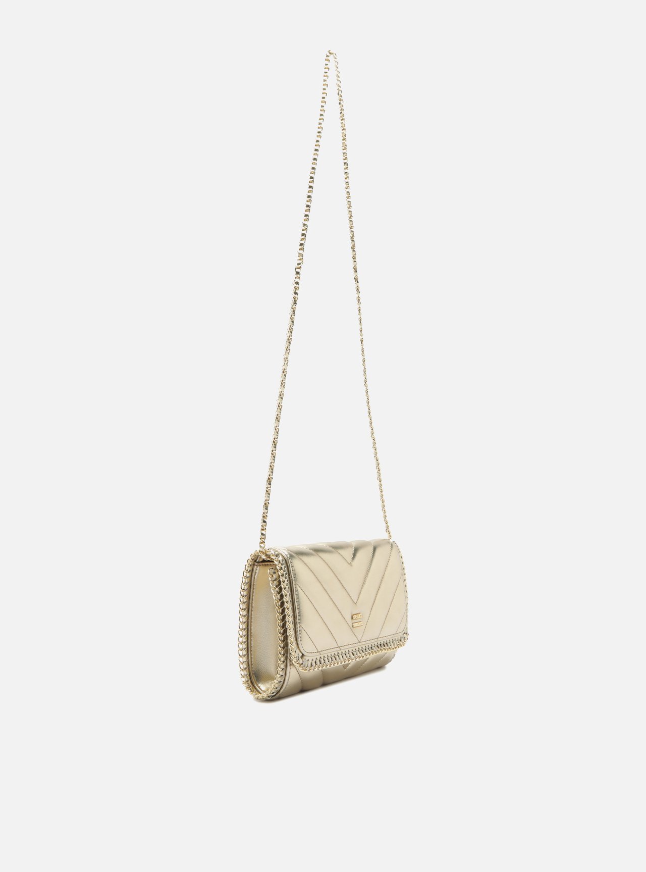 Bolsa Tiracolo Dourada Pequena Matelassê Corrente — foto 5