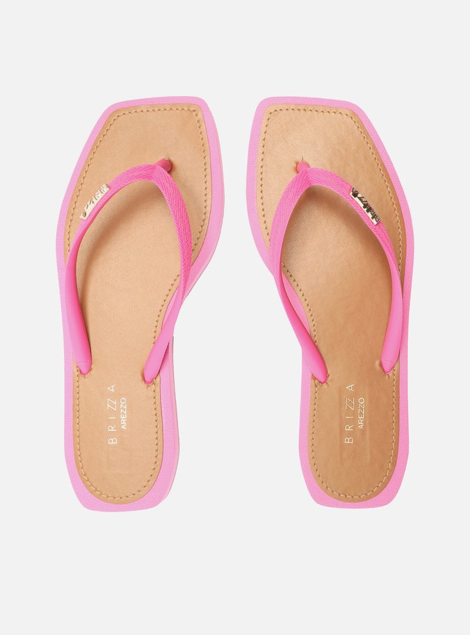 Chinelo de Dedo Rosa Square Palmilha Marrom