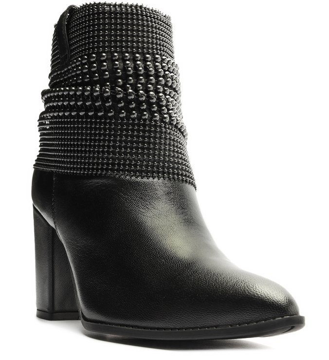 Bota Couro Malha Preto