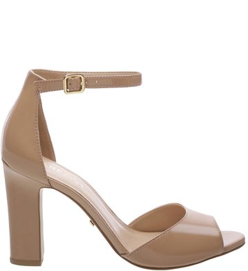 Sandália Verniz Peep Toe Slim Nude Vintage