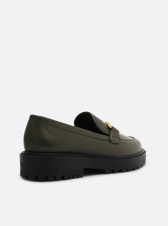 Mocassim Verde Couro Sola Tratorada Metal