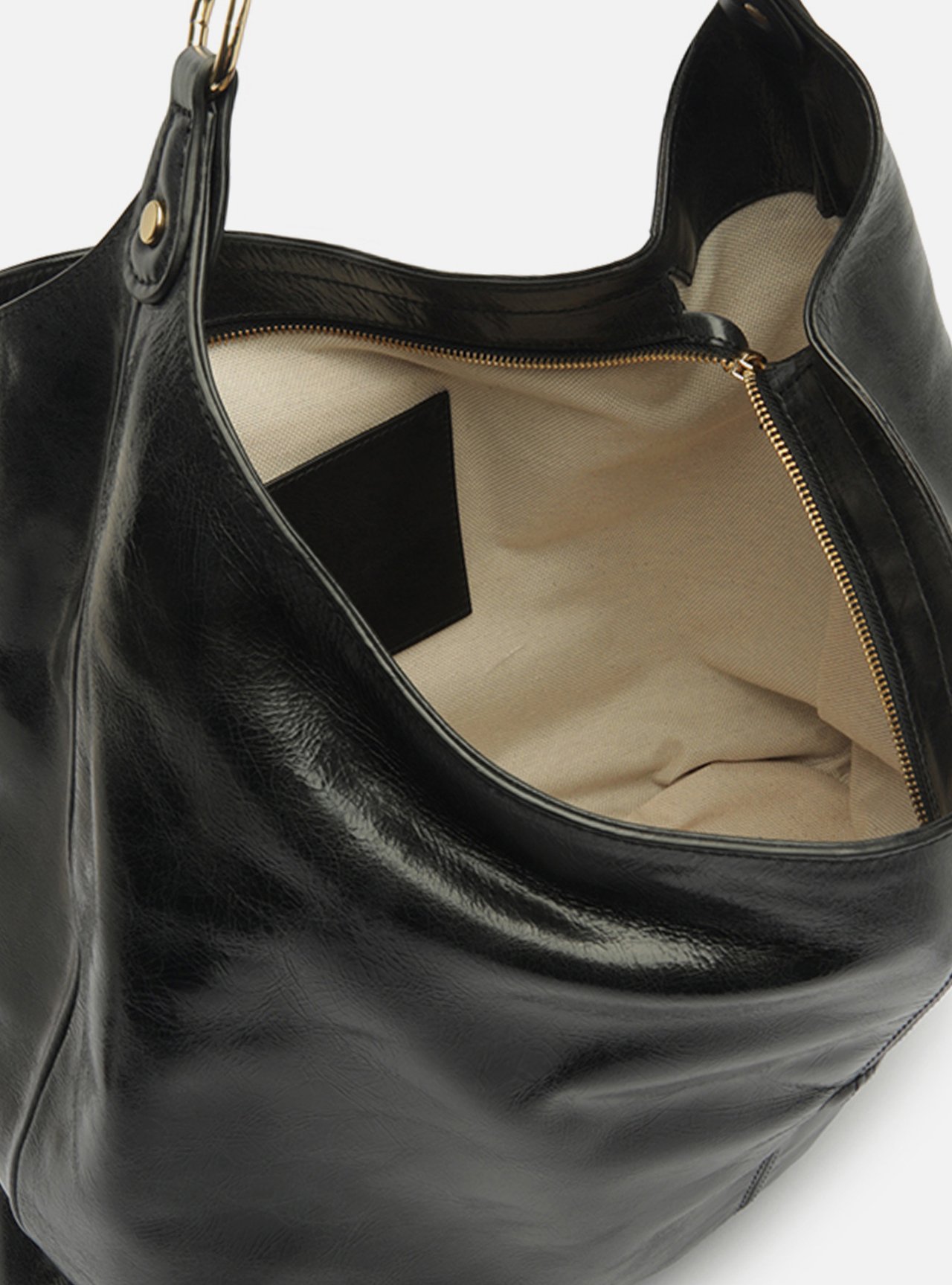 Bolsa Hobo Preta Couro Grande Corrente Elos — foto 4