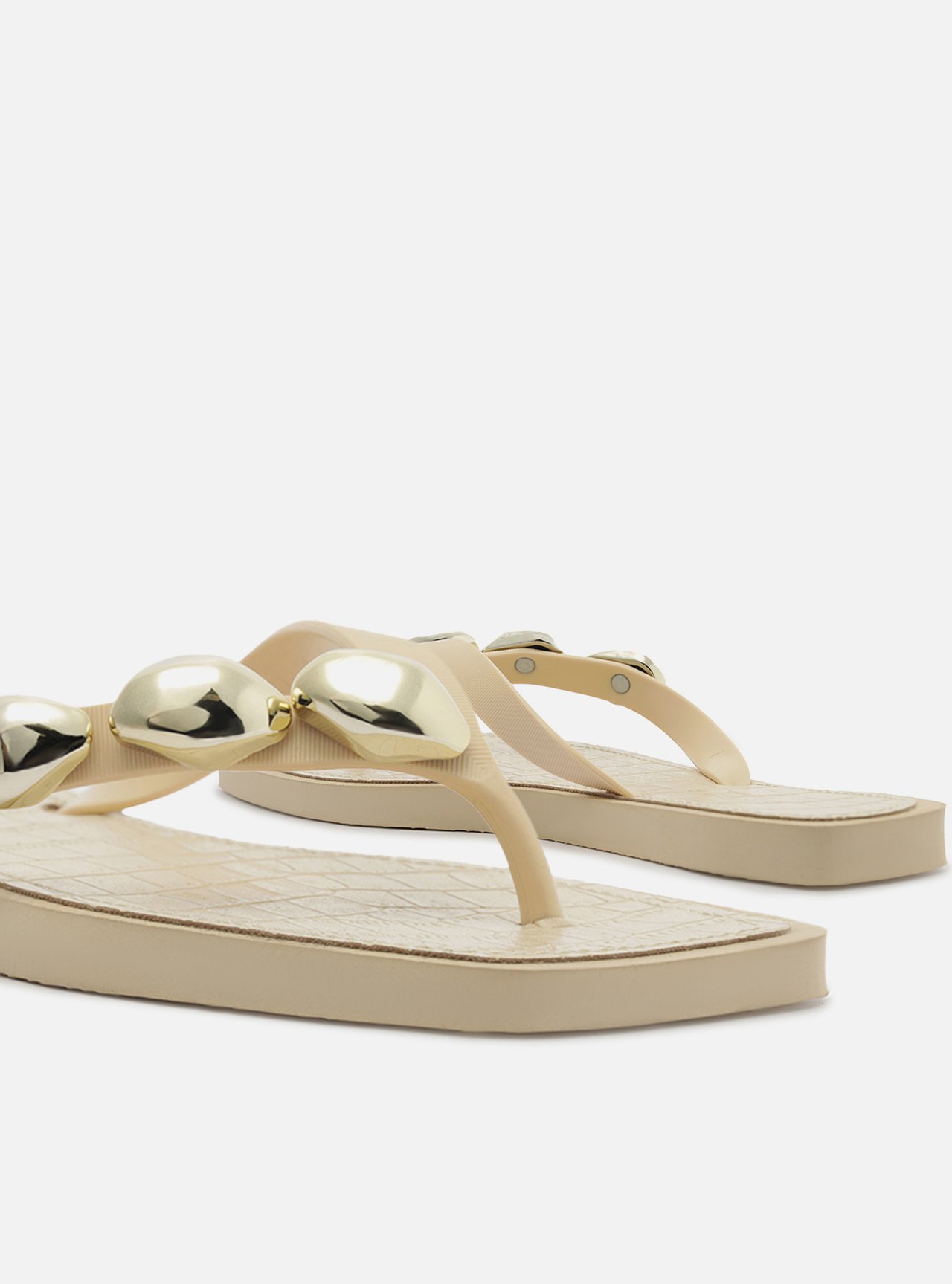 Chinelo de Dedo Branco Croco Square Metais — foto 4