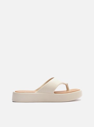 Sandália Branca Flatform Bicolor Tira