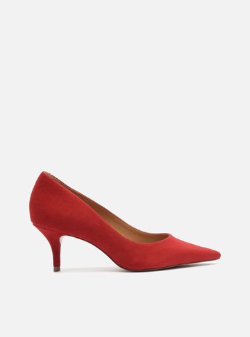 Arezzo — Scarpin Vermelho Camurça Salto Fino Essencial 60