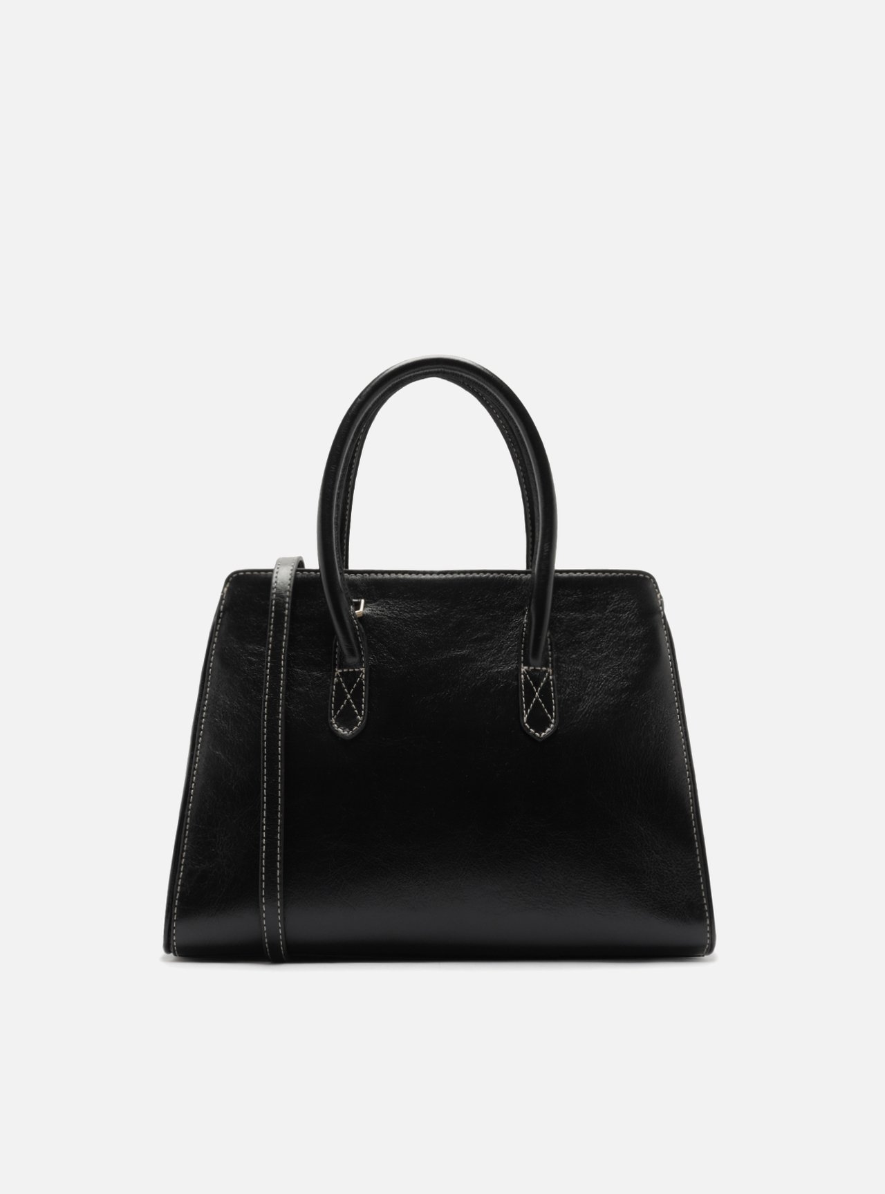 Bolsa Tote Preta Couro Heritage Média — foto 3