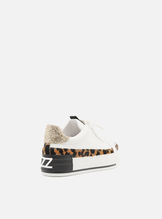 Tênis Branco Animal Print Flatform