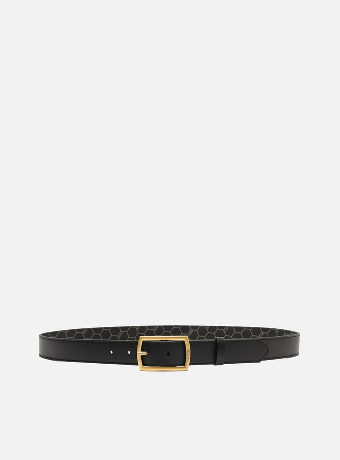 Cinto Preto Couro Fivela Retangular