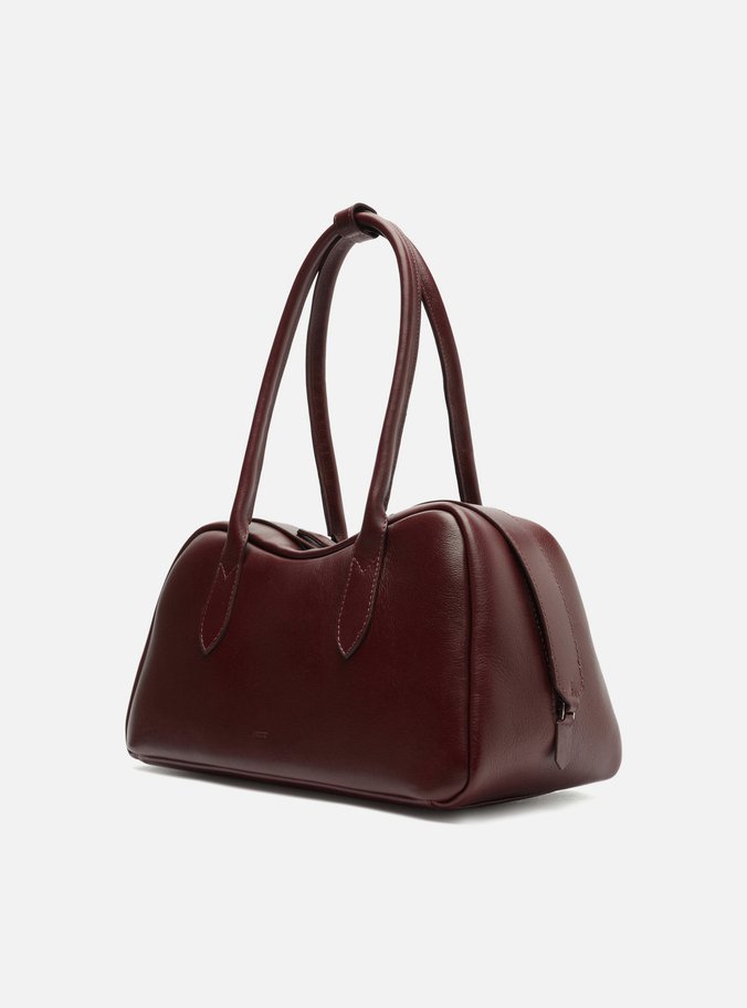 Bolsa Bowling Vinho Couro Grande Zíper Duplo