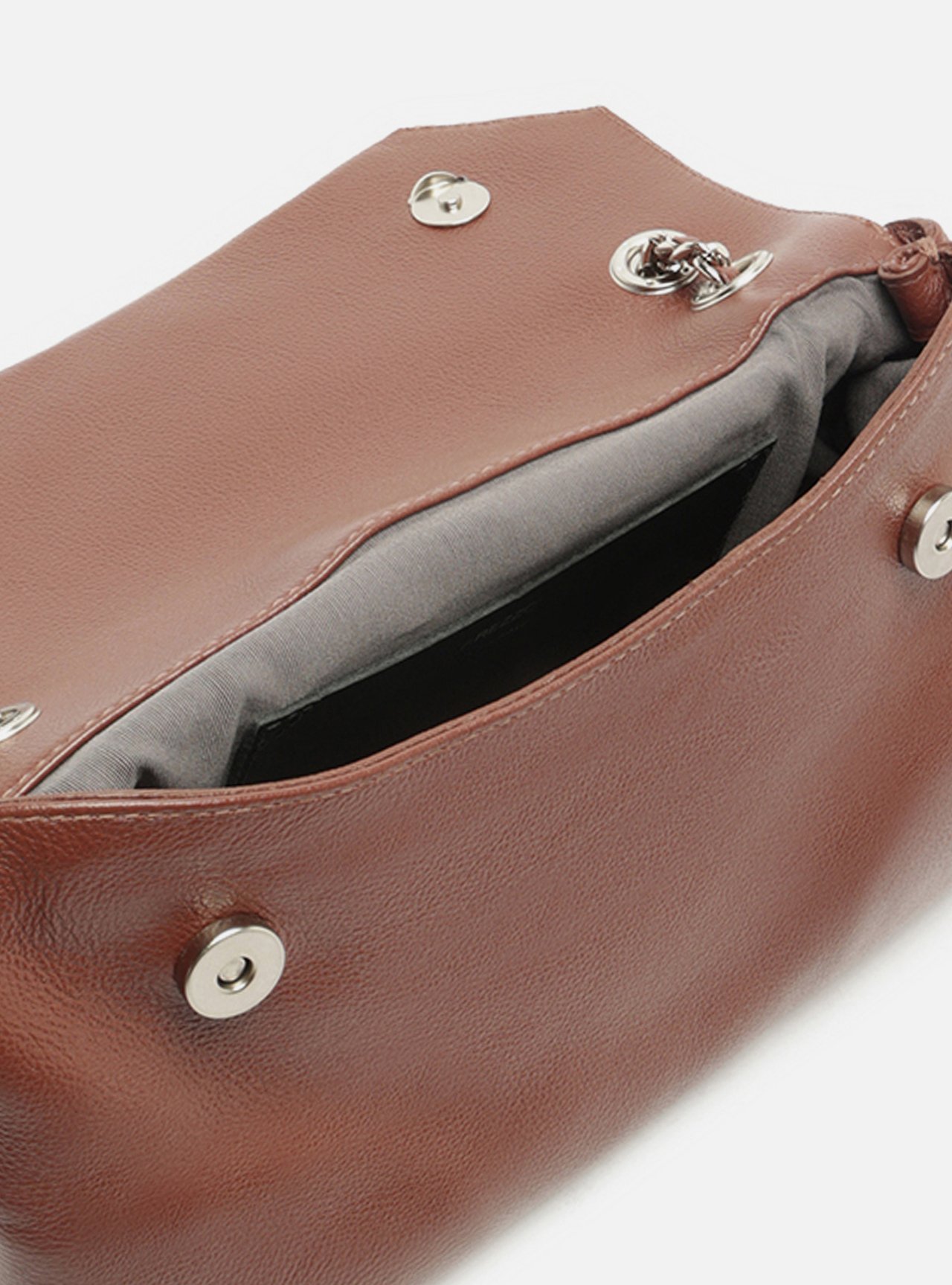 Bolsa Tiracolo Marrom Couro Média Corrente — foto 4