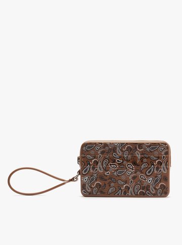 Clutch Marrom Paisley Alça Malu