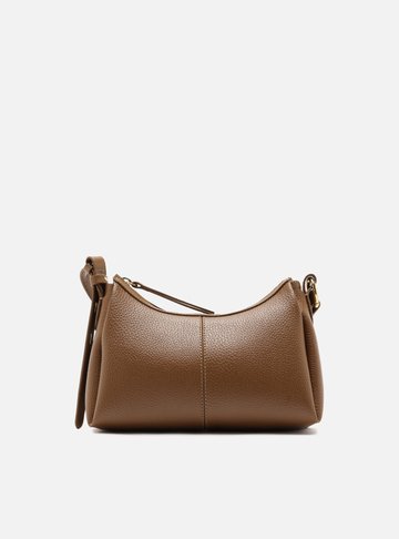 Bolsa Tiracolo Marrom Média Texturizada Básica