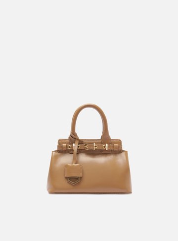 Arezzo — Bolsa Tote Bege Couro Pequena Bag Charm Victória