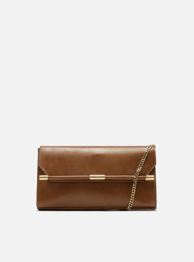 Bolsa Tiracolo Marrom Couro Média Corrente Metais