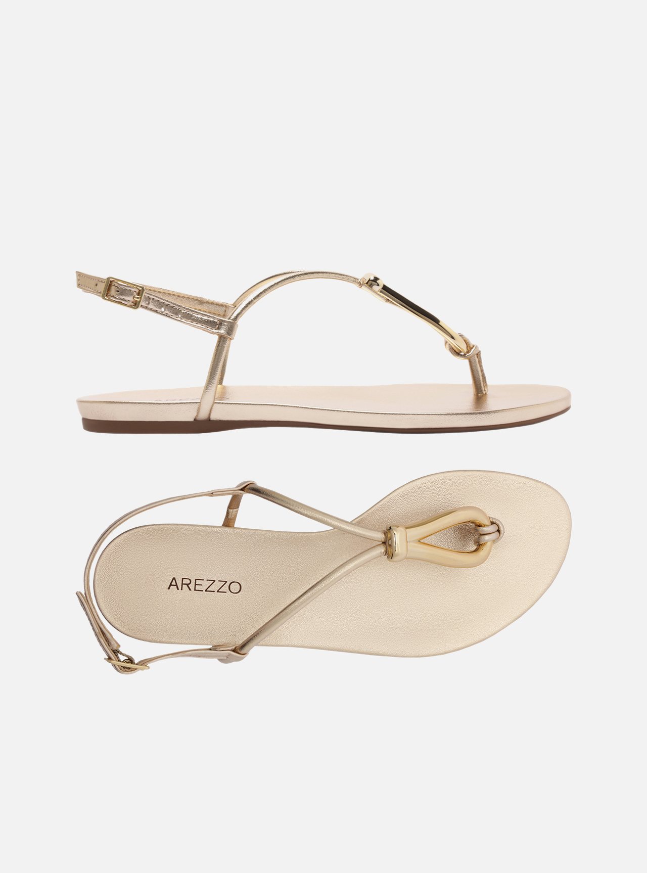Sandália Rasteira Dourada Slim Metal Dourado — foto 5