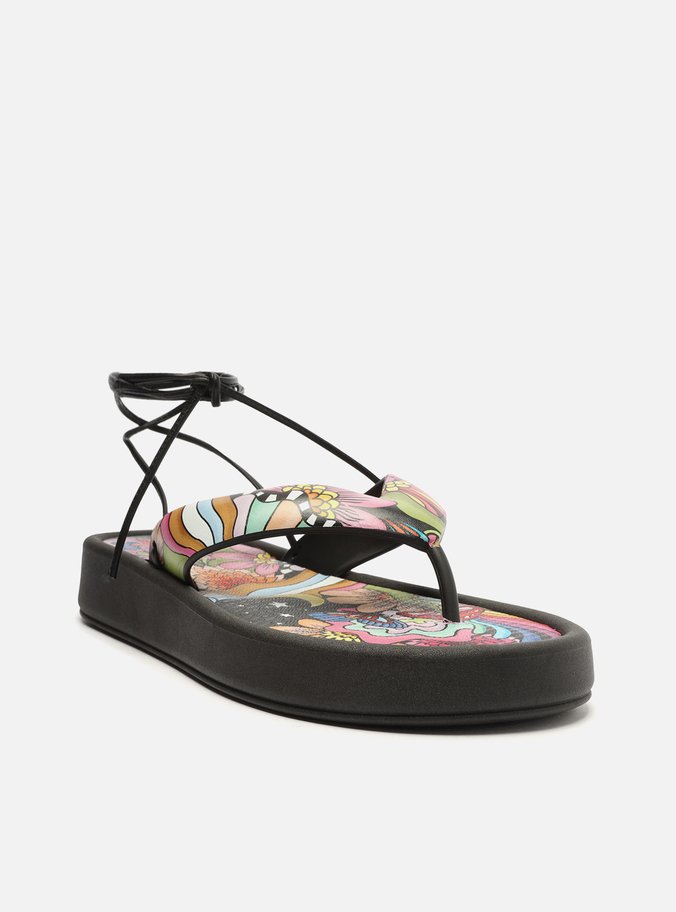 Sandália Preta Estampa Flatform Sunny Brizza Triya