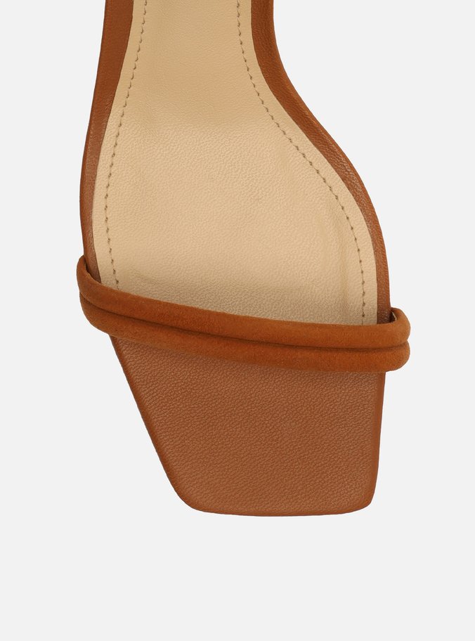 Sandália Marrom Suede Salto Bloco Amarração