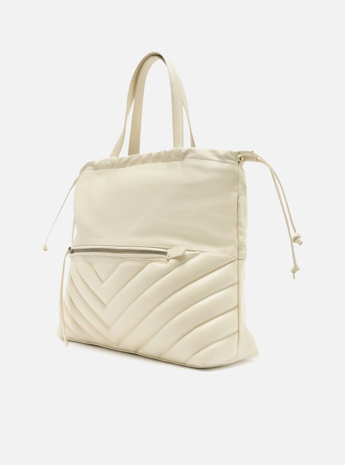 Bolsa Tote Off-White Couro Grande Matelassê Bolso