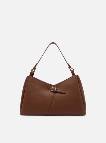 Bolsa Shopping Marrom Média Detalhe Fivela