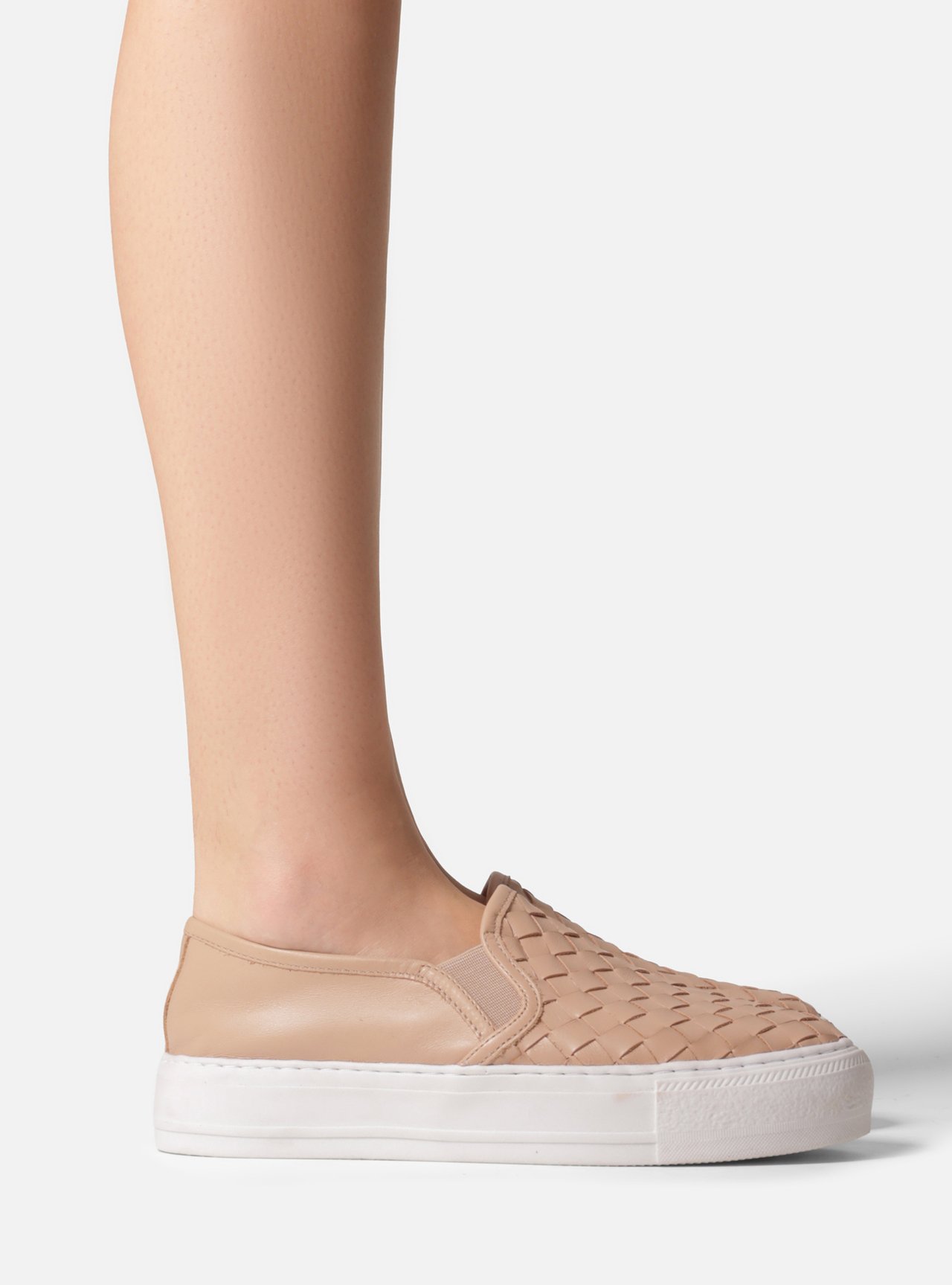 Tênis Nude Couro Salto Flatform Tressê — foto 6
