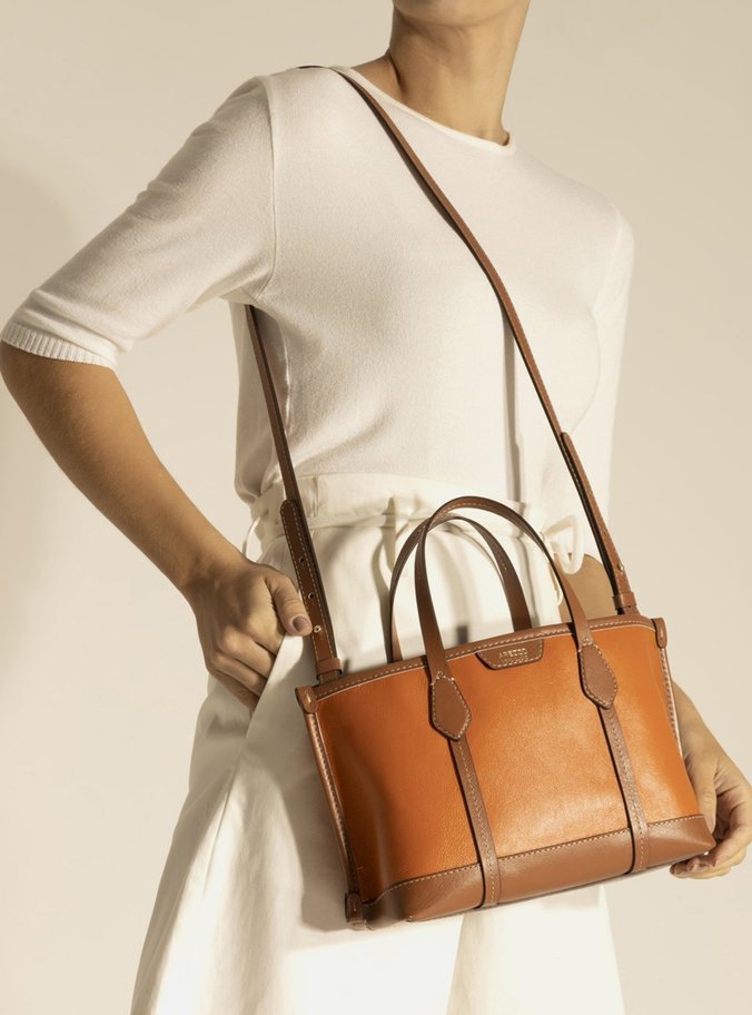 Bolsa Tote Laranja Couro Jade Média Marrom