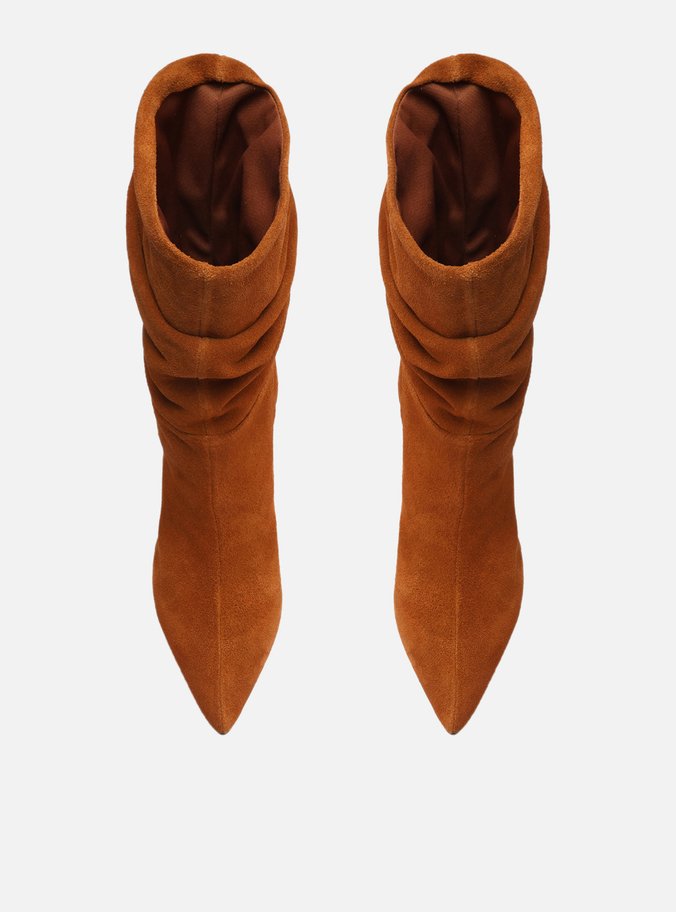 Bota Marrom Acamurçada Cano Médio Slouchy