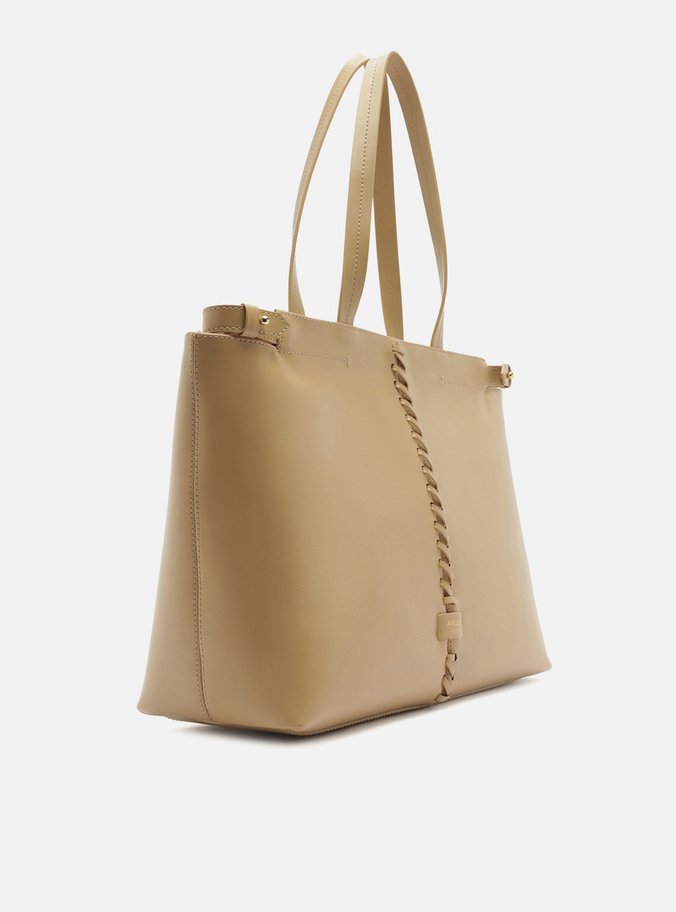 Bolsa Shopping Bege Giorno Grande Trançado