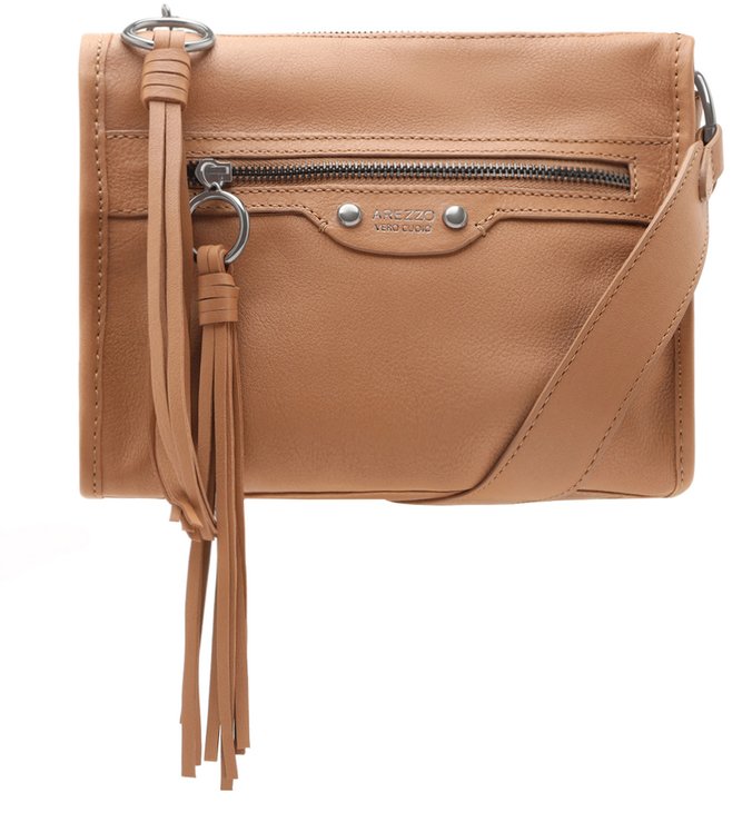 Bolsa Tiracolo Nude Couro Adriana Pequena Pale Nut