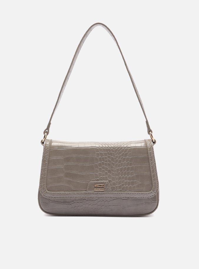 Bolsa Tiracolo Cinza Média Croco