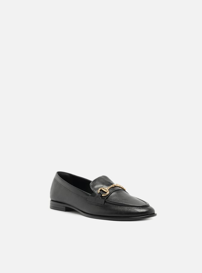 Mocassim Preto Couro Bico Fino Bridão