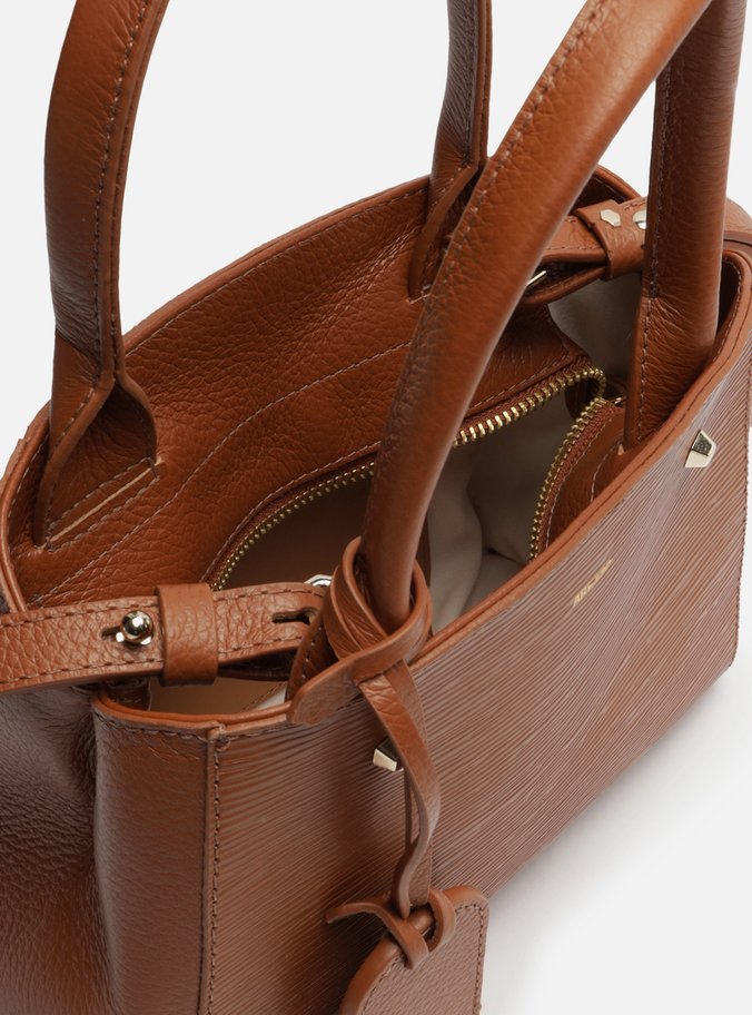 Bolsa Tote Marrom Couro Wave Bella Pequena