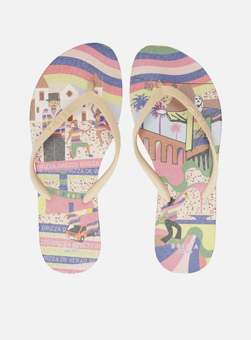 Chinelo de Dedo Branco Estampa Color Essential