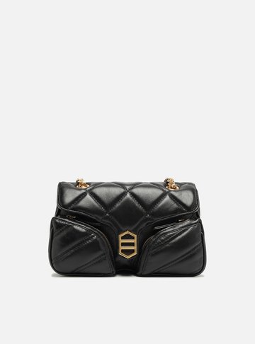 Bolsa Tiracolo Preta Couro Média Matelassê