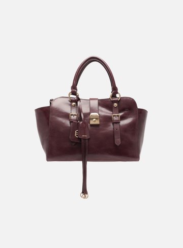 Bolsa Tote Vermelha Couro Estonado Média Metal