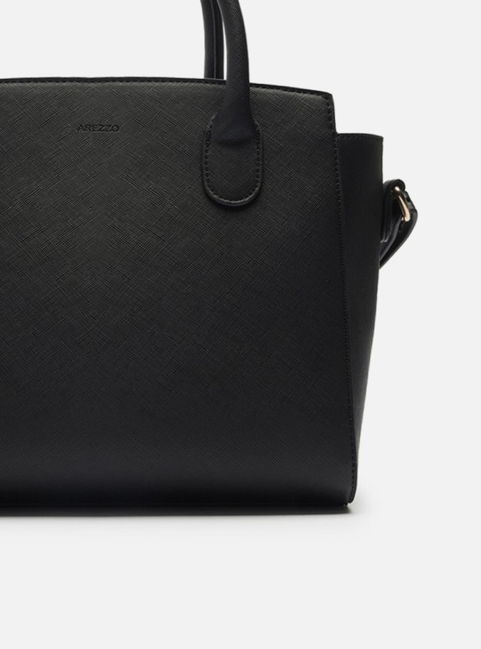 Bolsa Tote Preta Média Texturizada