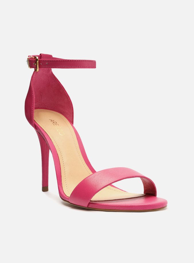 Sandália Rosa Pink Couro Salto Alto Fino Isabelli