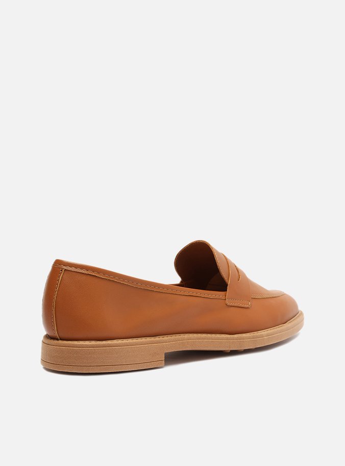 Mocassim Marrom Couro Bico Redondo Básico Easy