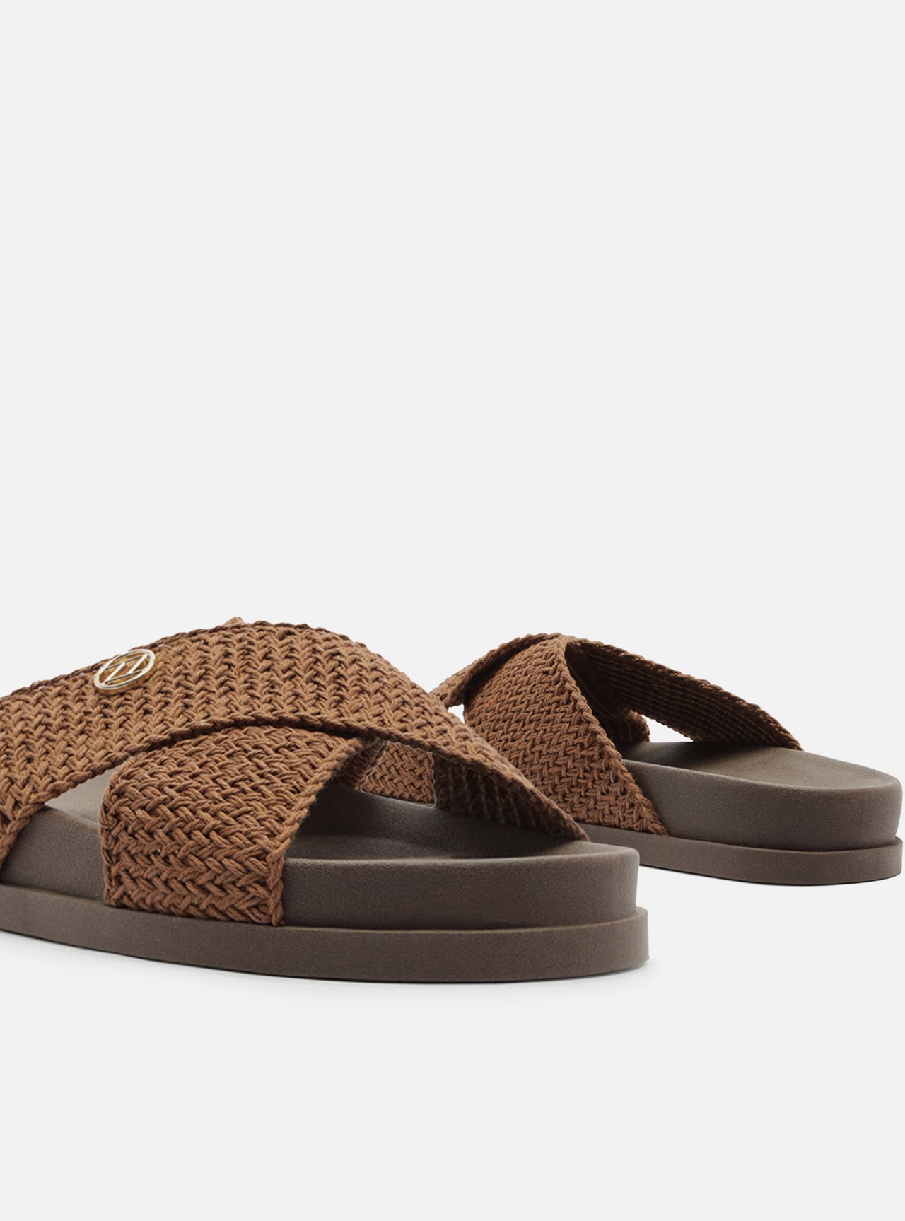 Sandália Slide Marrom Tiras Crochê Brizza — foto 4